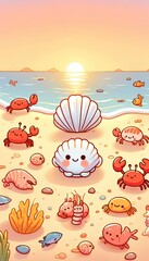 Cartoon vector illustration of a smiling child enjoying a hamburger, a funny design for a holiday food poster