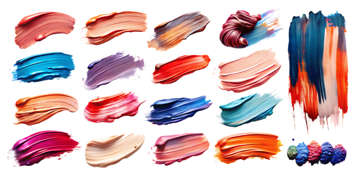 set of paint smeart brush stroke, isolated on white background.AI GENERATED