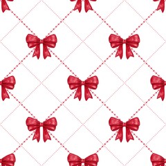 seamless pattern with bows. ribbon red bows. Print with festive ribbon bows. Gift wrapping, wrapping paper, background, wallpaper.