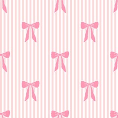 seamless pattern with bows. ribbon pink bows. Print with festive ribbon bows. Gift wrapping, wrapping paper, background, wallpaper.