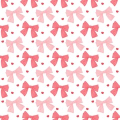 seamless pattern with bows. ribbon pink bows. Print with festive ribbon bows. Gift wrapping, wrapping paper, background, wallpaper.