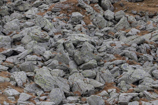 Many naturally broken stones on the mountain
