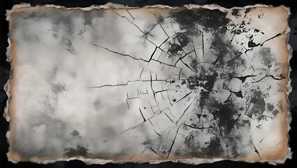 A black and white image showcasing a cracked piece of paper, highlighting its texture and aged appearance.
