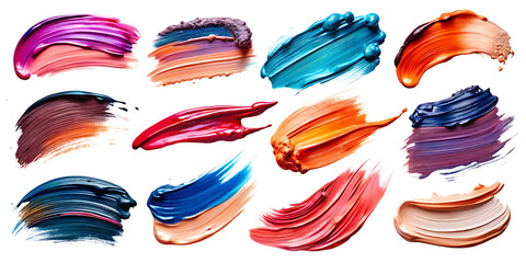 set of paint smeart brush stroke, isolated on white background.AI GENERATED