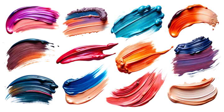 set of paint smeart brush stroke, isolated on white background.AI GENERATED - Powered by Adobe