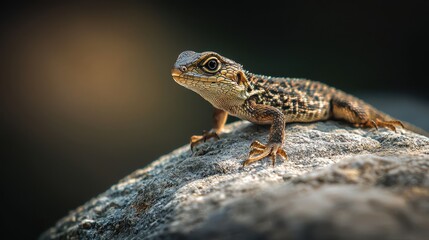 Obraz premium Close-Up of a Tiny Lizard on a Rock