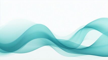 Fototapeta premium Abstract waves background, soft gradient from light teal to blue, smooth flowing lines creating a calming effect, minimalistic design with ample copy space