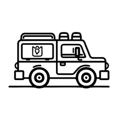Fototapeta premium Line Art Emergency Vehicle Icon for Safety Needs