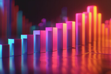 Bold and colorful bar graph, minimalist style, side view, clear and vibrant visual representation.