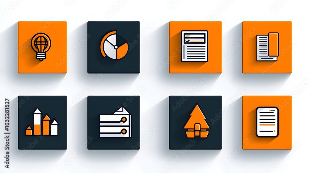 Poster Productivity Thin Line Icons Featuring Growth Graphs Efficiency and Time Management Elements  Simple Design for Business Analytics and Optimization Concepts