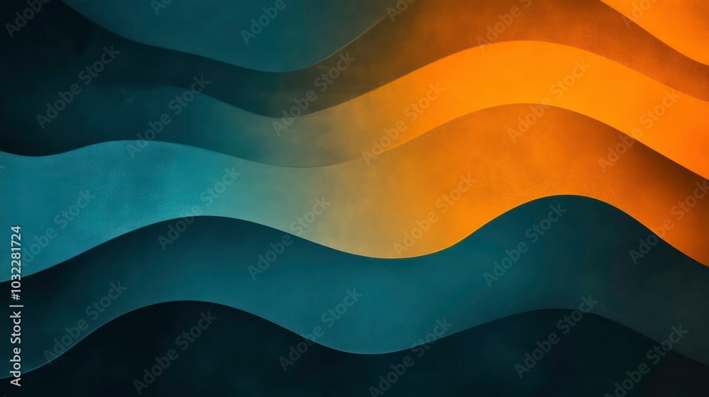 Canvas Prints abstract background with blue and orange wavy lines.