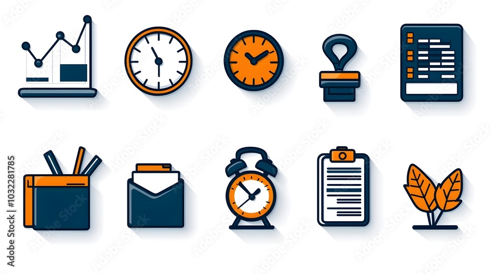 Poster set of thin line icons representing productivity process efficiency growth charts and organizational performance metrics  Ideal for business analytics data visualization
