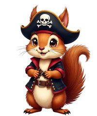 Cute Squirrel  Pirate with pirate hat Halloween party rodents animal lover