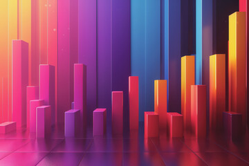 Obraz premium Bold and colorful bar graph, minimalist style, side view, clear and vibrant visual representation.