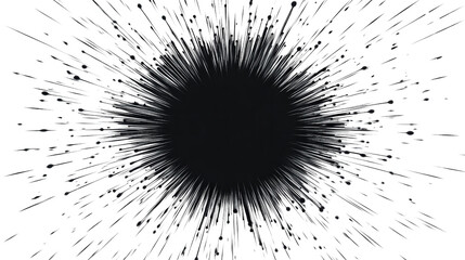 Black explosion with radiating light effects on Transparent background