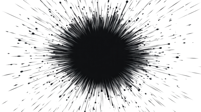 Black explosion with radiating light effects on Transparent background - Powered by Adobe