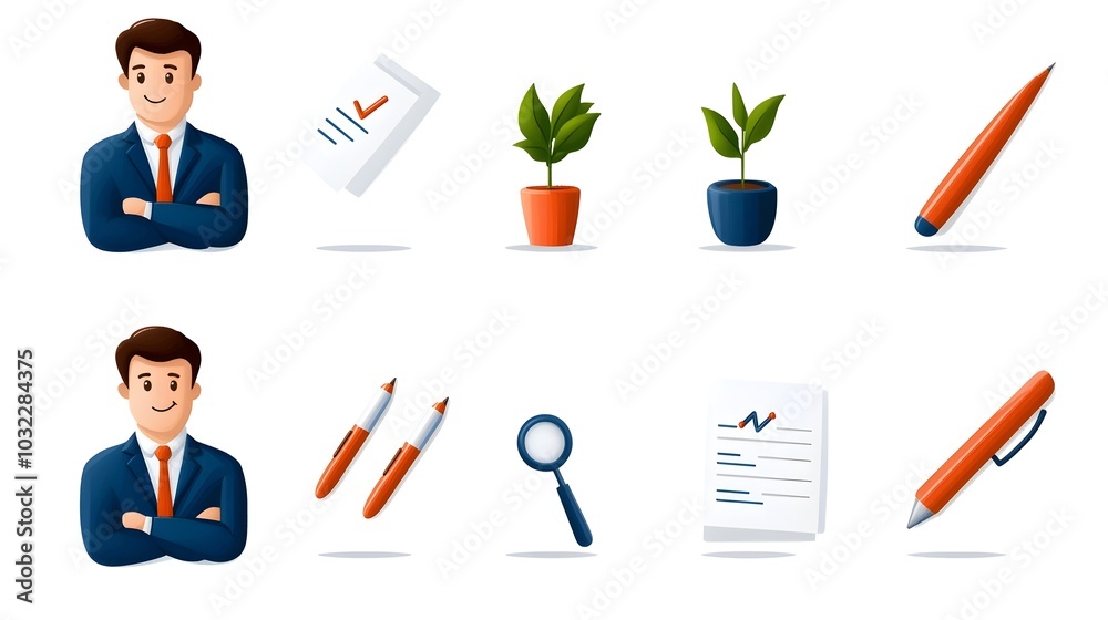 Aufkleber comprehensive thin line icon set depicting assurance and survey elements on a handwritten white back