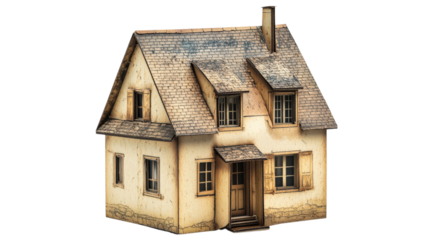 Detailed vintage house model, Transparent background