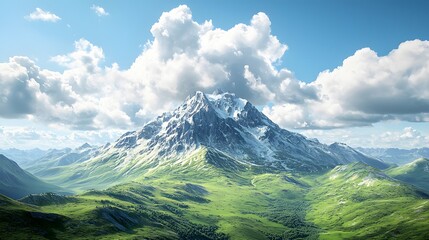 Fototapeta premium Majestic Mountain Landscape with Lush Green Valleys