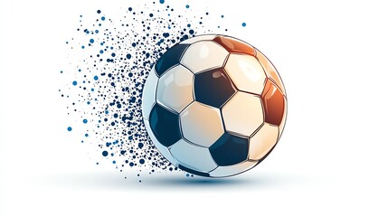 Dynamic soccer ball in motion on a white isolated background, captured with a sense of speed and energy.