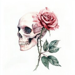 Skull with flower petal. The decoration element for Halloween.