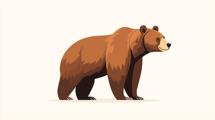 Fototapeta premium A realistic illustration of a brown bear standing elegantly, showcasing its powerful build and gentle expression.