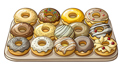 Fototapeta premium A minimalist of diverse taste donuts line up full page
