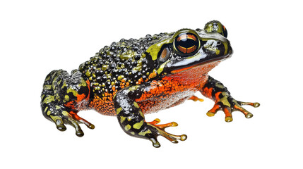 Vibrant frog with colorful markings, Transparent background
