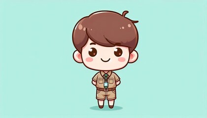 Smiling cartoon girl with long hair, a childlike face, and a joyful expression, representing childhood and beauty