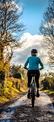 Fototapeta premium Cycling Through Autumnal Woods 