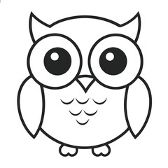 Minimalist Cartoon Owl Vector Illustration with Clean Lines.