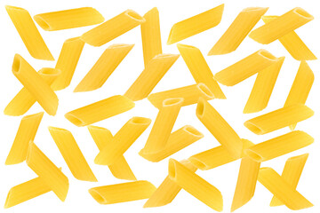 Pasta pasta feathers isolated on transparent background.