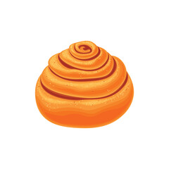 Cinnamon bun. Sweet bun snail. Baking desserts. Sweet flour products. Cinnabon on a white background