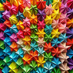 vibrant wallpaper background made of colorful origami paper.