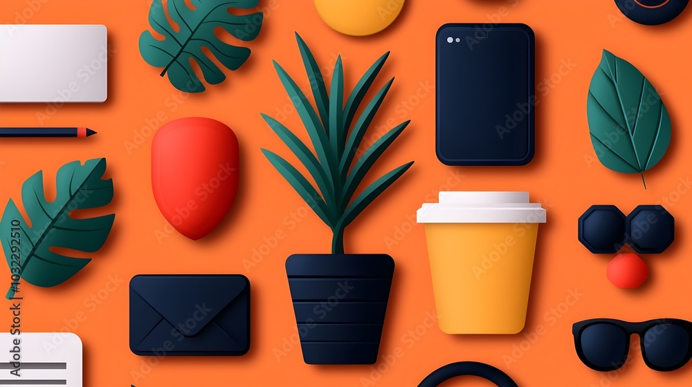 Poster Elegant and versatile digital icon collection featuring a seamless blend of organic and geometric shapes detailed line art and subtle gradients crafted in a material design inspired visual language