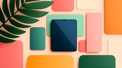 Elegant and minimalist icons showcasing a range of digital devices and technological tools with a clean geometric design and soothing pastel color palette