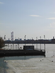 Fototapeta premium Outdoor sports ground on a pond