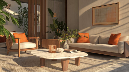 Fototapeta premium A luxurious living room with modern furniture