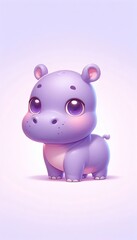 Cartoon piggy hippopotamus illustration for baby zoo animal