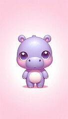 Cartoon piggy hippopotamus illustration for baby zoo animal