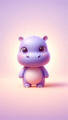 Cartoon piggy hippopotamus illustration for baby zoo animal