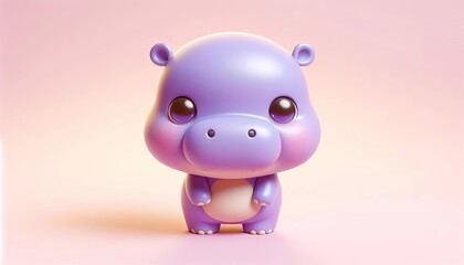 Cartoon piggy hippopotamus illustration for baby zoo animal