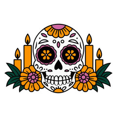 Colorful Sugar Skull Vector Icon