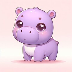 Cartoon piggy hippopotamus illustration for baby zoo animal