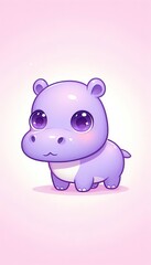 Cartoon piggy hippopotamus illustration for baby zoo animal