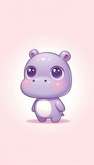 Cartoon piggy hippopotamus illustration for baby zoo animal