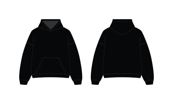 Blank Black Hoodie Mockup Template - Hooded Sweatshirt Clipping Path for Design