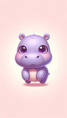 Cartoon piggy hippopotamus illustration for baby zoo animal