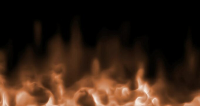 perfectly hot warm flames fire loop on black background moving, heat and danger