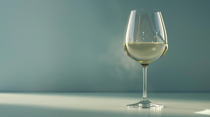 Fototapeta premium A beautifully crafted white wine glass filled with a refreshing white wine, highlighting the clarity and color of the liquid.